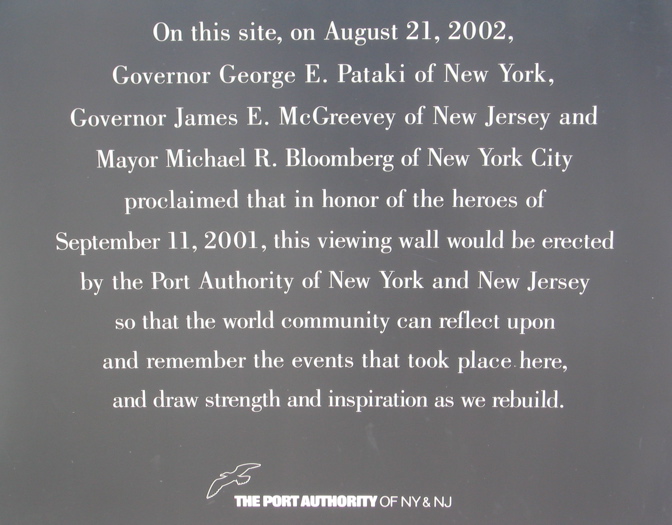 Ground Zero Plaque