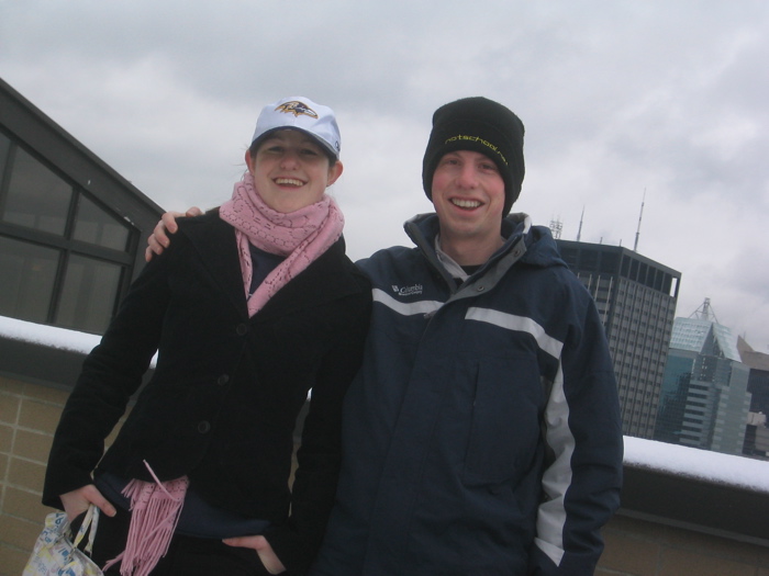 Jonathan and Catherine on the roof of the Sheffield Building