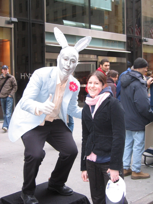 Catherine with Easter bunny statue!