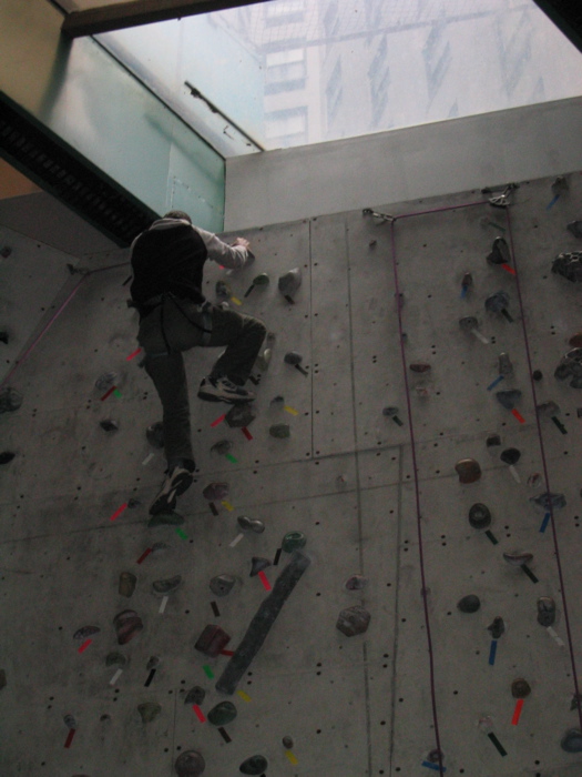Jonathan at the top of the climbing wall