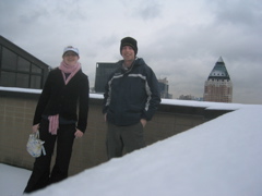 Jonathan and Catherine on the roof of the Sheffield Building