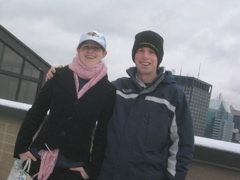 Jonathan and Catherine on the roof of the Sheffield Building