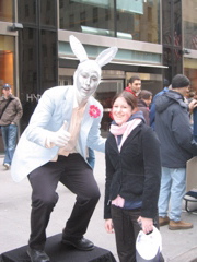 Catherine with Easter bunny statue!