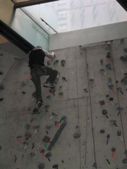 Jonathan at the top of the climbing wall