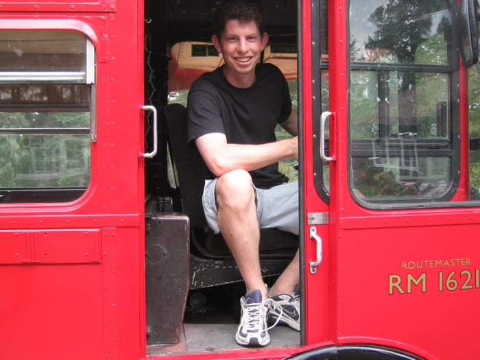 Jonathan in the cab, ready for service!