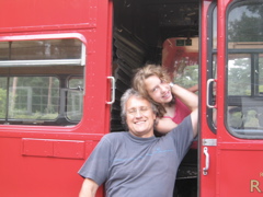 On the buses... Larry and Amy 