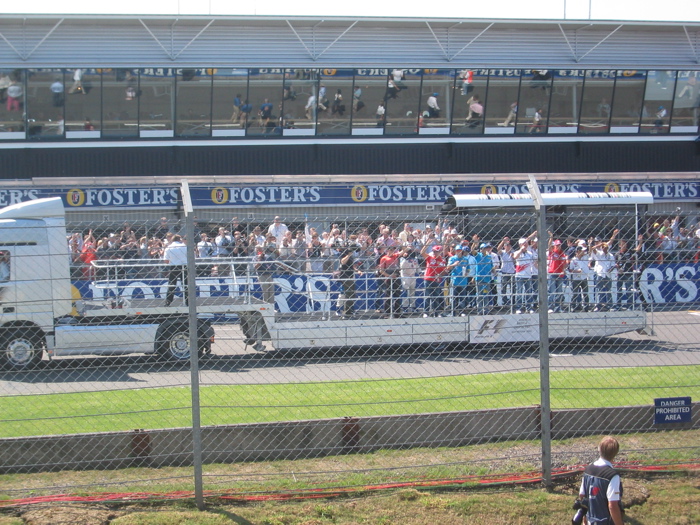 Drivers set off for their one lap around the circuit