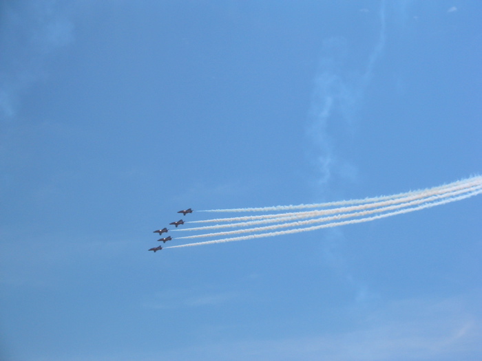 The Red Arrows fly in on que