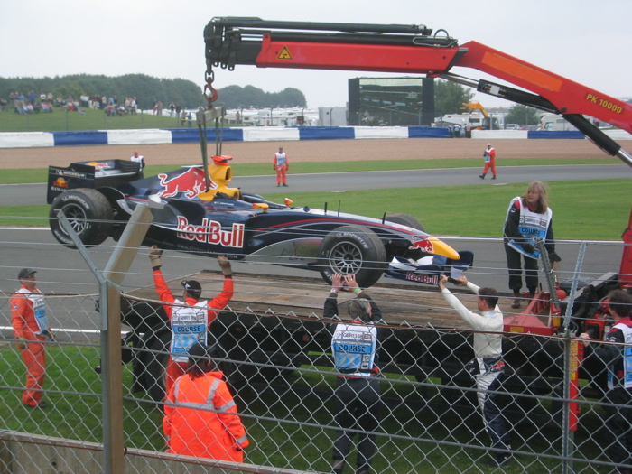 David Coulthard took great care as it was lowered