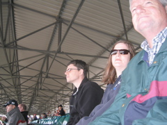 Roger, Kelly and Dad watch on...