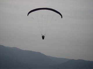 several paragliders ride the thermals